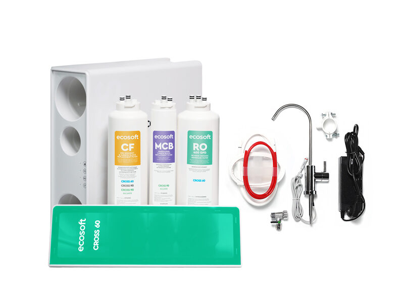 Obsah balení mineralizačního RO filtru Ecosoft CROSS 90 Balance