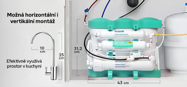 Umístění RO filtru Ecosoft PURE AquaCalcium MINT pod dřezem